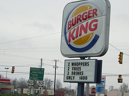 [2 Whoppers, 2 fries, 2 drinks, only $600