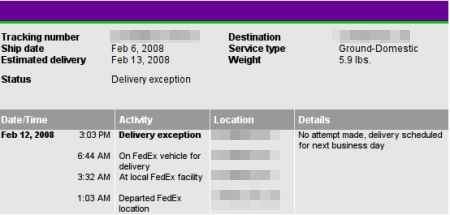 [FedEx Ground:  Too lazy to bother delivering packages.]